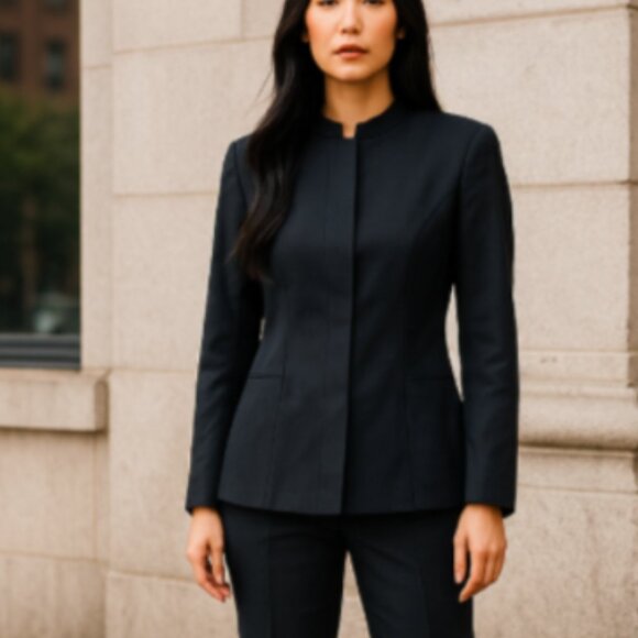 Zanella Blazer SZ 4 Black NWOT ITALY Hidden Button Row Nehru Collar  Lined - Picture 13 of 13